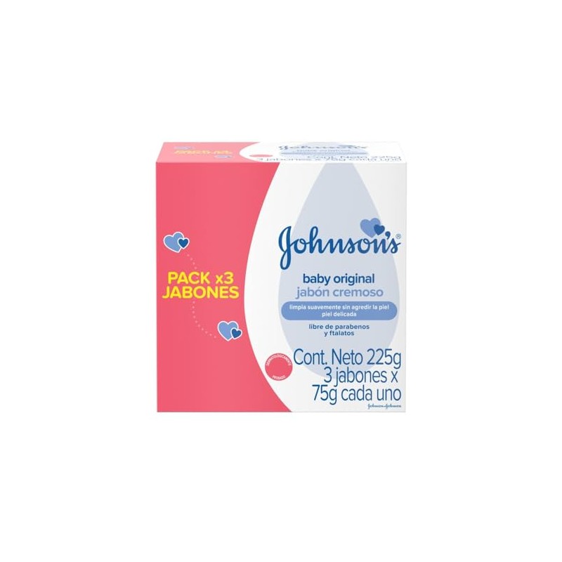 Johnson'S, Jabón En Barra Para Bebé Original 75 Gr 3-Pack