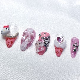 Gyarust Pink Cat Nail - Round / 갸루st 핑크 고양이네일 - 라운드
