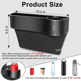 Car Seat Gap Filler Organizer, 2 Pack Multifunctional Auto Console Side Storage Box with Cup Holders 2 Seat Hooks for Drink, Car Organizer Front Seat for Holding Phone, Sunglasses
