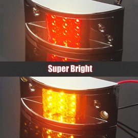 LiLoom 4 Pcs Trailer Side Marker Light, Chrome Armored 12 LED Rectangle Trailer Clearance Light for Truck, Trailers, Golf Cart (2 Amber + 2 Red)