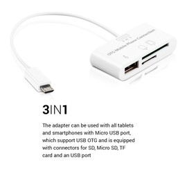 kwmobile 3in1 Micro-USB OTG Adapter - Cardreader SD Micro SD Karte USB A Anschluss - für Smartphone Tablet - Micro USB Verteiler Handy dreifach