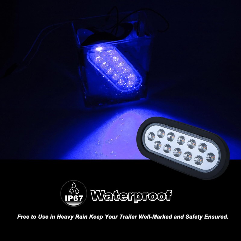 6 Inch Oval Dual Revolution LED Tail Lights Red Stop