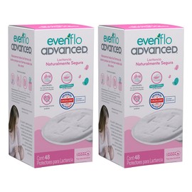 Evenflo Advanced Protectores para Lactancia, 96 Piezas, con Sistema Absorgel, Doble Cinta Adhesiva, Cubierta con Vitamina E y Aloe Vera, 2 Paquetes...