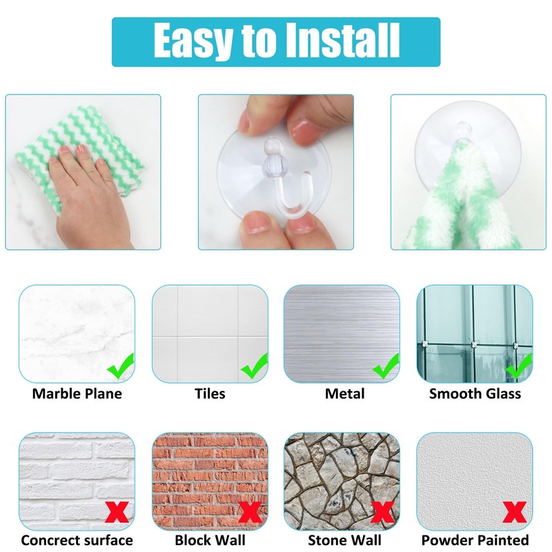 TSKDKIT Pack of 40 Suction Cup Hooks, Suction Cups for