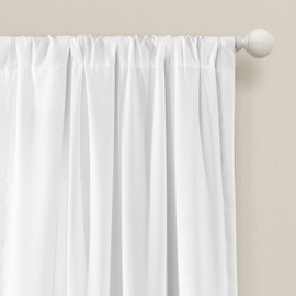 Lush Decor Tulle Skirt Solid Window Curtain Panel Pair, 84" L x 40" W, White