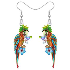 DOWAY Cute Acrylic Macaw Parrot Earrings Pendant Bird Charms Hawaii Decoration for Women Girls Summer Animals Jewellery Gifts, Acrylic, No Gemstone