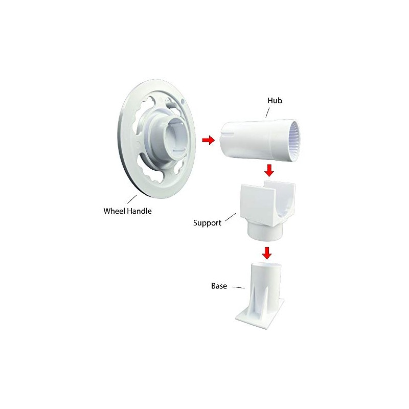 Sun2Solar Replacement Rotating Shaft/Hub for Plastic Solar Reel | White