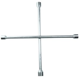 K Tool International 71942 SAE/Metric Combination Lug Nut Wrench for Garages, Repair Shops, and DIY, 18", 4-way Cross, Chrome, 15.5 OD, Sizes 7/8" (22mm), 13/16" (21mm), 3/4" (19mm), 11/16"(17mm)