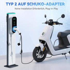 JULIK Type 2 to Schuko Adapter 0.6 m 16 A 250 V, Type 2 IEC 62196 EV Charging Cable Charger Charging Stations Wallbox to Schuko Socket for Electric Vehicles E-Car Electric Motorcycle Household Socket