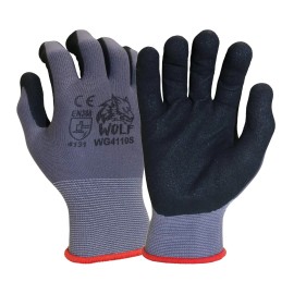 WOLF 13-gauge Ultra-Thin Nitrile Foam Coated Palm Grip Glove Multi-Purpose (1...