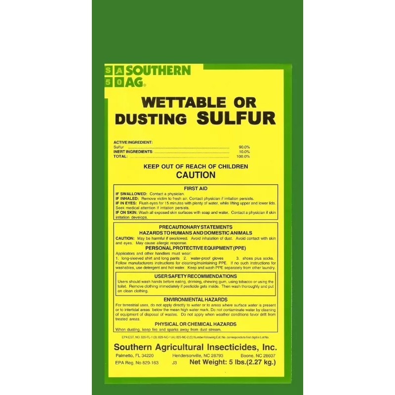 Southern Ag Wettable Dusting Sulfur Powder - 5 Lbs.