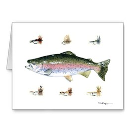 DJ Rogers Fine Art Rainbow Trout - Fly Fishing - Set of 10 Note Cards With Envelopes