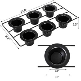 Acshio 2 Pack Popover Pans, 6 Cups Nonstick Muffin Cupcake Pan, Carbon Steel Round Cheesecake Tin Bakeware Mould for Oven Baking, Muffins, Quiches, Pudding Cakes