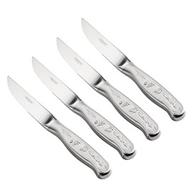 Tramontina Churrasco 4-Piece Steak Knives, 5-Inch Stainless Steel High-Carbon Blade Kitchen Knife Set with Engraved Handle,Full-Tang, Dishwasher-Safe