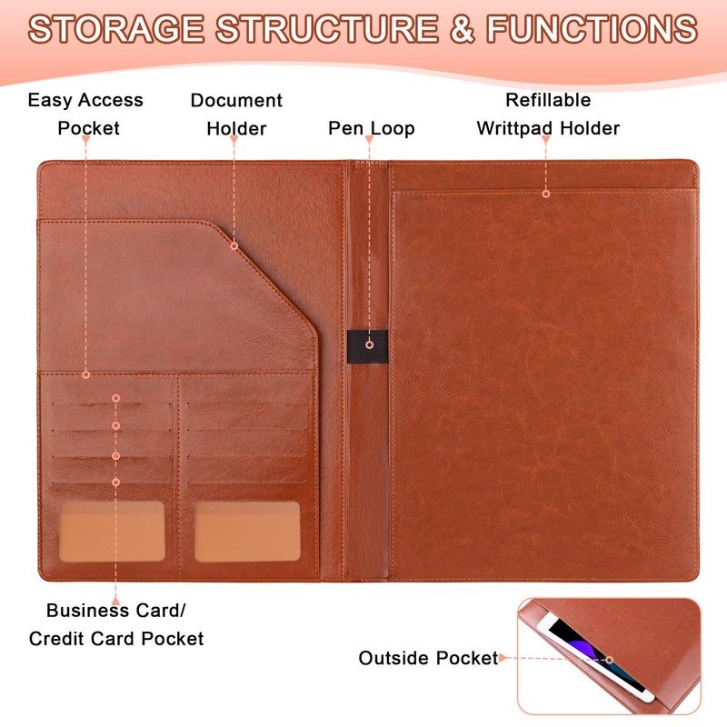 HAUTOCO Portfolio Folder A4 Conference Folder for Men Women, PU