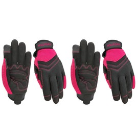 MSUPSAV 2 Pairs Utility Work Gloves,Garden Gloves Women,Gardening Gloves,Outdoor Yard Gloves,Mechanic Gloves,Gifts for Women,2 Pairs Per Pack-Pink Work Gloves,Medium