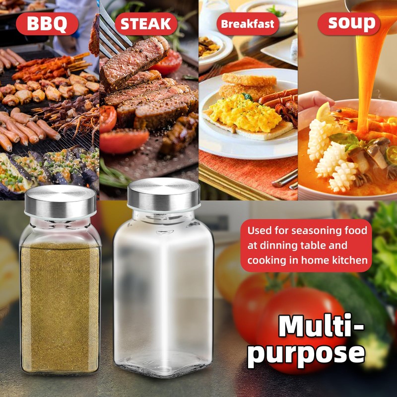 eispap 6Pcs 6oz Glass Spice Jars 304 Stainless steel Lids