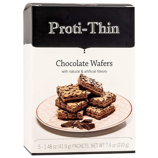 Proti-Thin High Protein Wafer Squares - Chocolate - 5 Servings - 2 Wafers per Serving - Diet Wafer Bars - Healthy Snack - Low Sugar - Low Carb - Aspartame Free