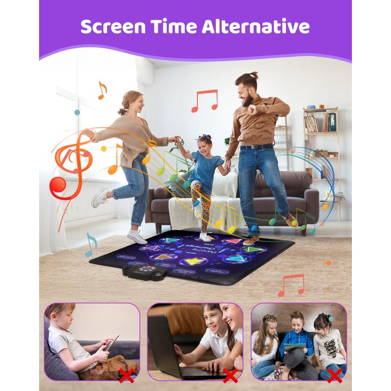 Gleamkid Dance Game Mat for Kids, LED Light-Up 8-Button Dance