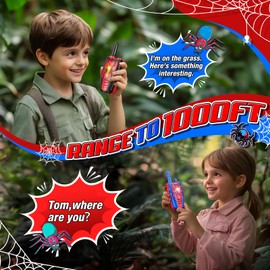Spider Walkie Talkies Rechargeable Toys for Kids : Gifts for Boys Ages 3 4 5 6 7 8 9 10 Kids Walkie Talkies 2 Pack Outdoor Hiking Toy for 5-7 Year Old Boy Christmas Birthday Gift 2 Way Radio for Boys