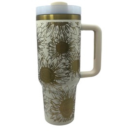 KodaBella Sunflower Laser Engraved 40 oz Tumbler, Cream