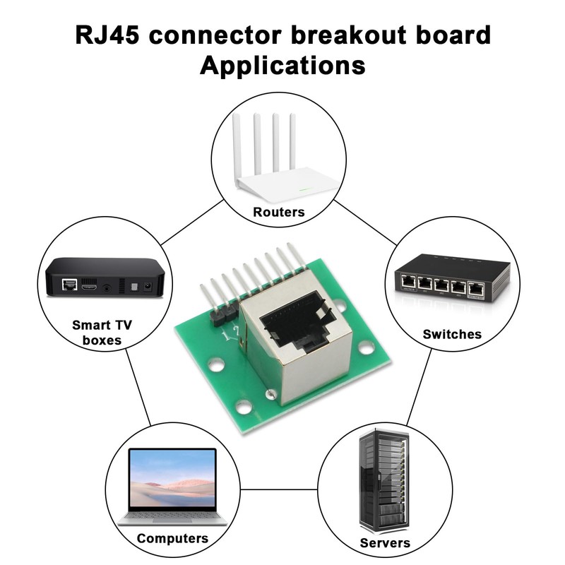 AYWHP RJ45 Connector Breakout Board 8 Pin Headers Network Port