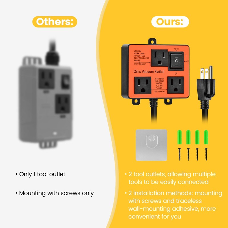 Automatic Vacuum Switch, Ortis Vacuum Switch for More Power Tools,
