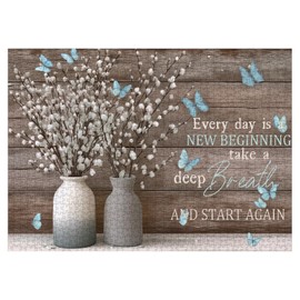 Christian Flower Butterfly Puzzles for Adults 1000 Pieces, Vintage Religious Bible Quote Jigsaw Puzzle, Inspirational Faith Catholic Scripture Puzzle