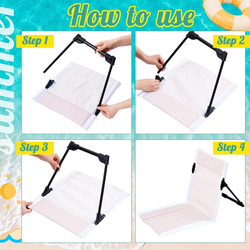 Sliner 2 Pcs Foldable Poolside Chairs for Adults, Portable Beach