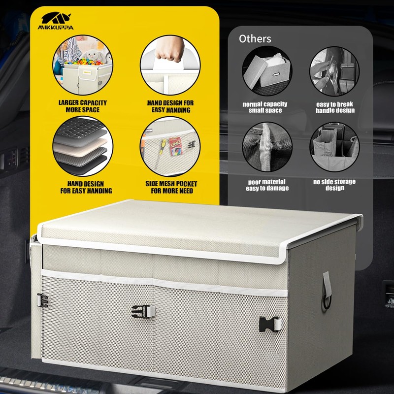 MIKKUPPA Car Trunk Organizer - 65L Collapsible Trunk Organizer with