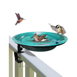 Deck Mounted Bird Bath for Outside, Detachable Birdbath Bowl with Sturdy Clamp, Easy Setup Outdoor Bird Feeder for Garden Patio Lawn Yard Decoration