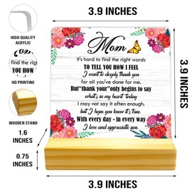 Christmas Gift For Mother Mom, Birthday Thanksgiving Mothers Day Gift, Acrylic Plaque With Wooden Stand Desk Decor, I Love And Appreciate You Sign