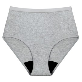 AIRCUTE Washable Urinary Incontinence Potective Underwear for Women Leak Proof Absorbent Cotton Panties 60ML 1 Pack (Gray, Large)