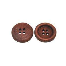 Wuuycoky 50pcs Brown Round Wooden Buttons 20mm Diameter with 4 Holes for DIY Sewing Craft
