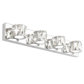 Aipsun 4 Lights Crystal Vanity Lights Over Mirror Modern Vanity Lights for Bathroom LED Light Fixtures,White Light
