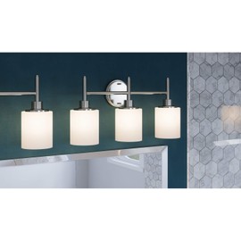 Design House 556209 Aubrey Transitional Indoor Light Dimmable Frosted Glass, 3-Light Vanity Light, Satin Nickel