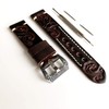 Dark Brown 22mm Tooled Embossed Genuine Premium Leather Band Strap