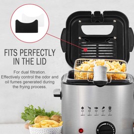 Electric Deep Fryer FDM1501BR Charcoal and Oil Vapor Replacement For Ovente Filter - 1.5 Liter Replacement for OVENTE Electric Deep Fryer Oil Filter,White and Black ACPFDM1503 Set Pack of 4