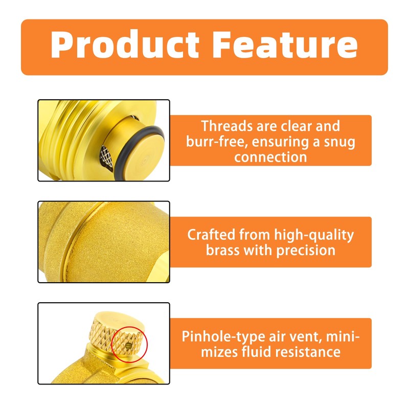 GASHER 2PCS Automatic Air Vent Valve, 1/2" DN15 Air Release