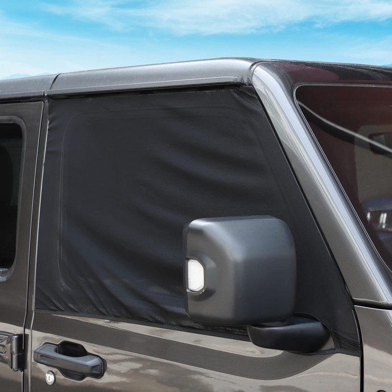 Front Window Sun Shade Covers Elasticized Breathable Mesh Car Side