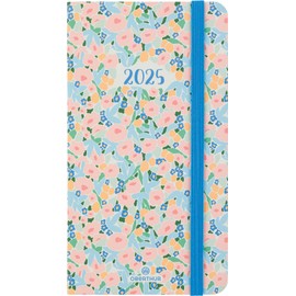 OBERTHUR - 1 Taschenkalender Anahita 16 – Januar 2025 bis Dezember 2025 – Maße 9,5 x 17 cm – Umschlag mit Pastellblumen – 2 Sprachen