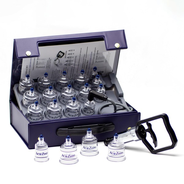 KS AcuZone Premium Plastic Cupping Set Includes 19 Cups with