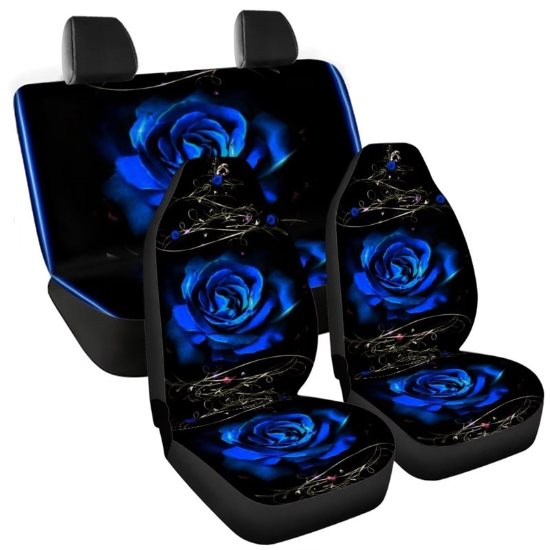 Howilath Novelty Blue Rose Thorns Women Auto Car Seat Cover