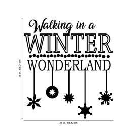 Vinyl Wall Art Decal - Walking in A Winter Wonderland - 26" x 23" - Christmas Holiday Seasonal Sticker - Indoor Home Apartment Office Wall Door Bedroom Workplace Decor Decals (26" x 23"; Black)