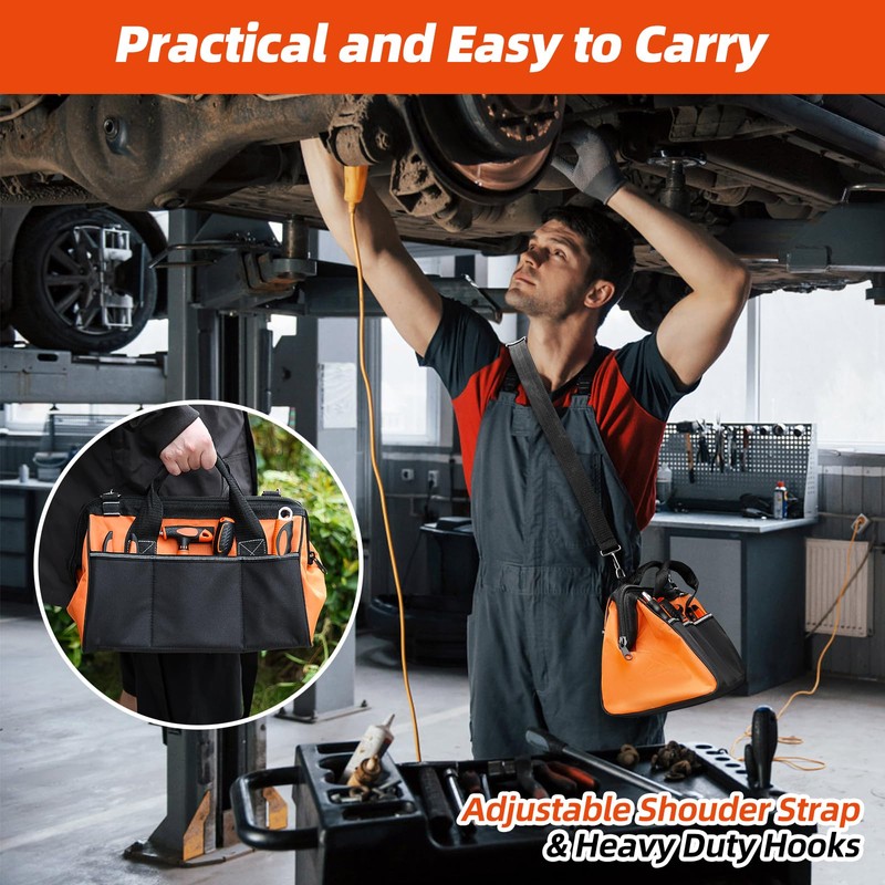 ROCKCOON Tool Bag 14'', Thick Outer Pocket Tool Organizer Waterproof,