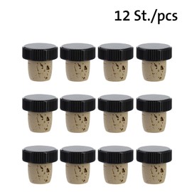 Westmark 12 tappi per bottiglie di vino, liquori, olio o aceto, sughero naturale/plastica, marrone chiaro/nero, 482020E4
