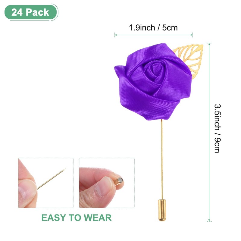 M METERXITY 24-Pack Flower Lapel Pins for Men, Golden Leaf