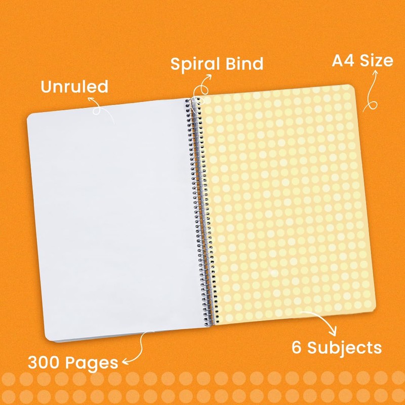 Classmate Pulse 6 Subject Notebook - Unruled, 300 Pages, Spiral