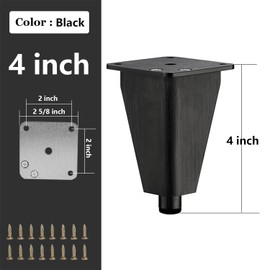 Smaxcn 4 inch Brushed Black Aluminum Furniture Legs Set of 4, Adjustable Metal Dresser feet Made of Aluminum Alloy (Black)