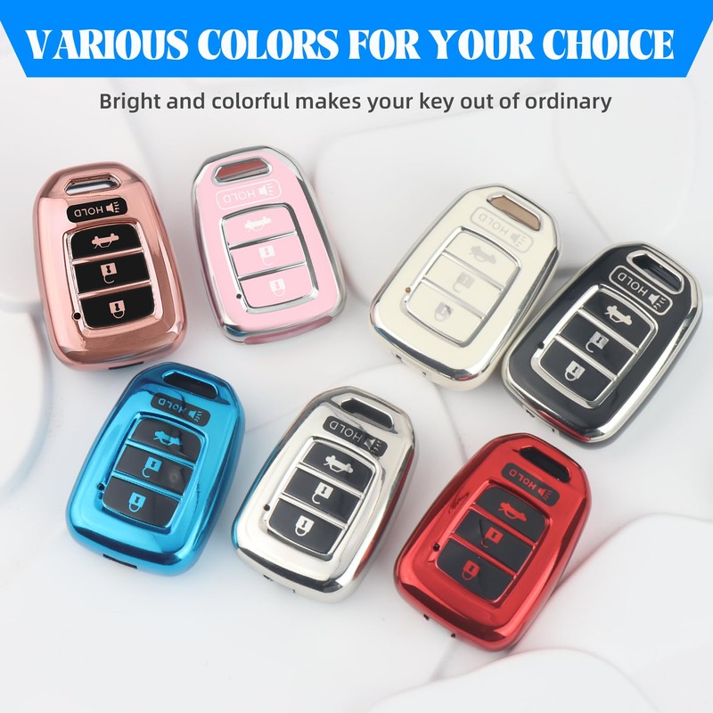 QBUC for Honda Key Fob Cover with Key Chain, for